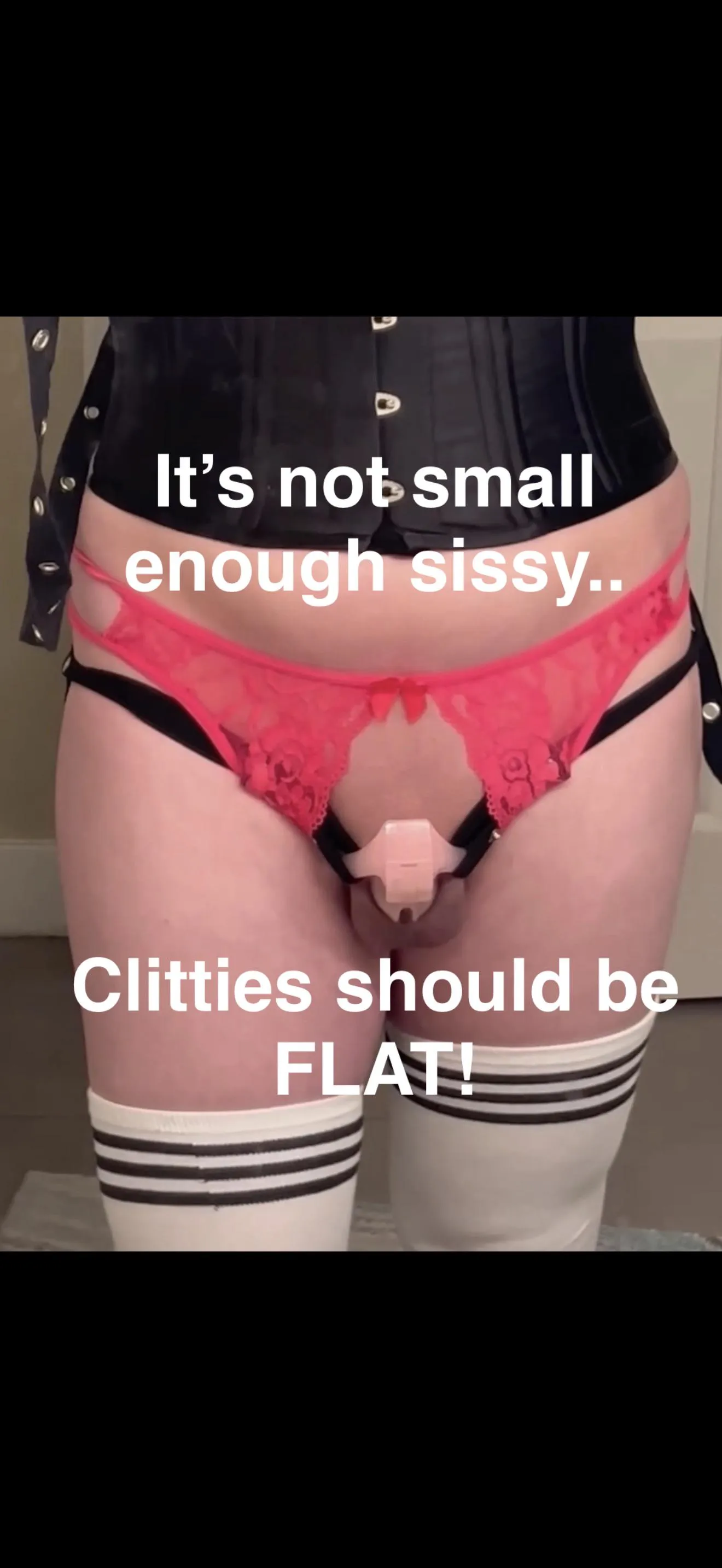 Be a good sissy and shrink that tiny clit away…. Only your pussy matters now :)
