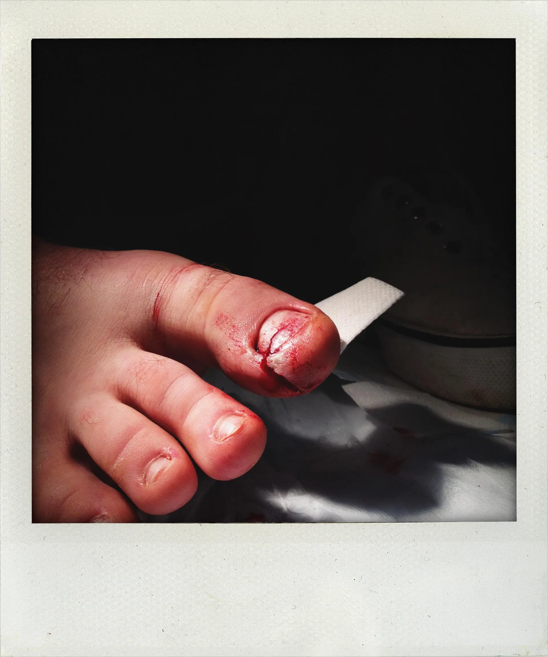 Big Toe meets push lawnmower!