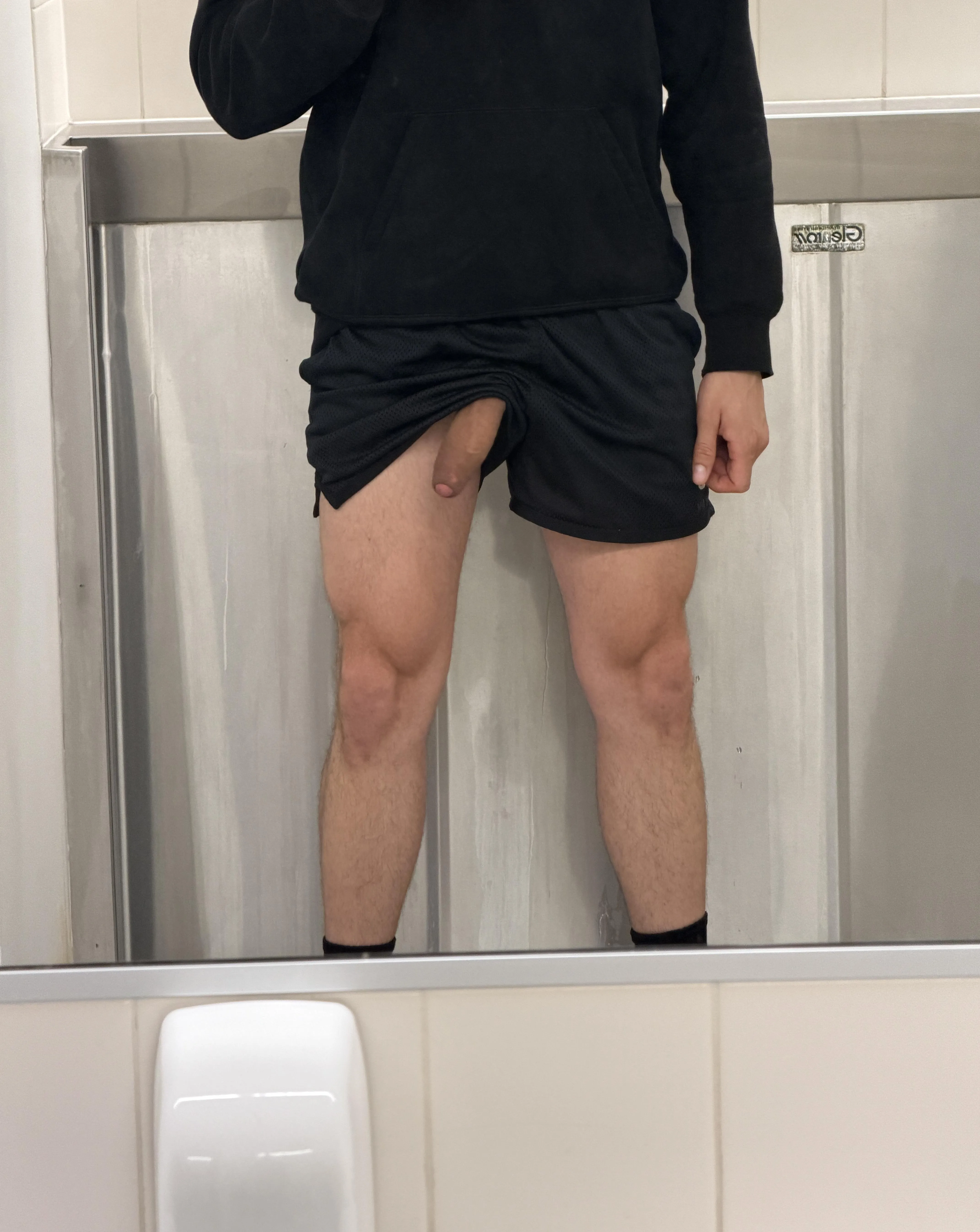 POV you see me turn around from the urinal