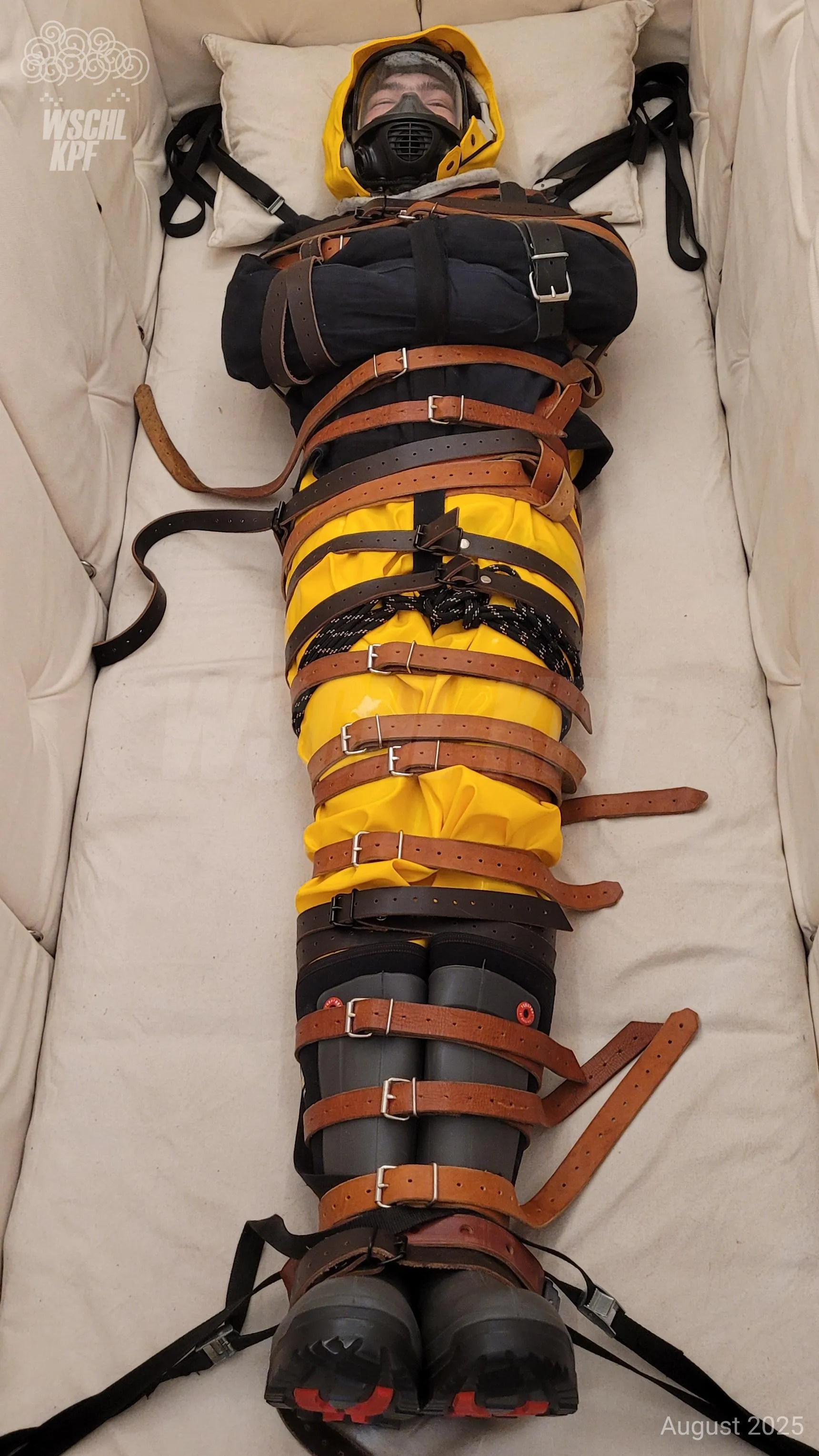 Imagine you get dragged down to a basement, get bound in a straitjacket, and secured with many belts in a small padded room only to realize you're can't move an inch, volnurable and unable to resist what happens next. You became an object.