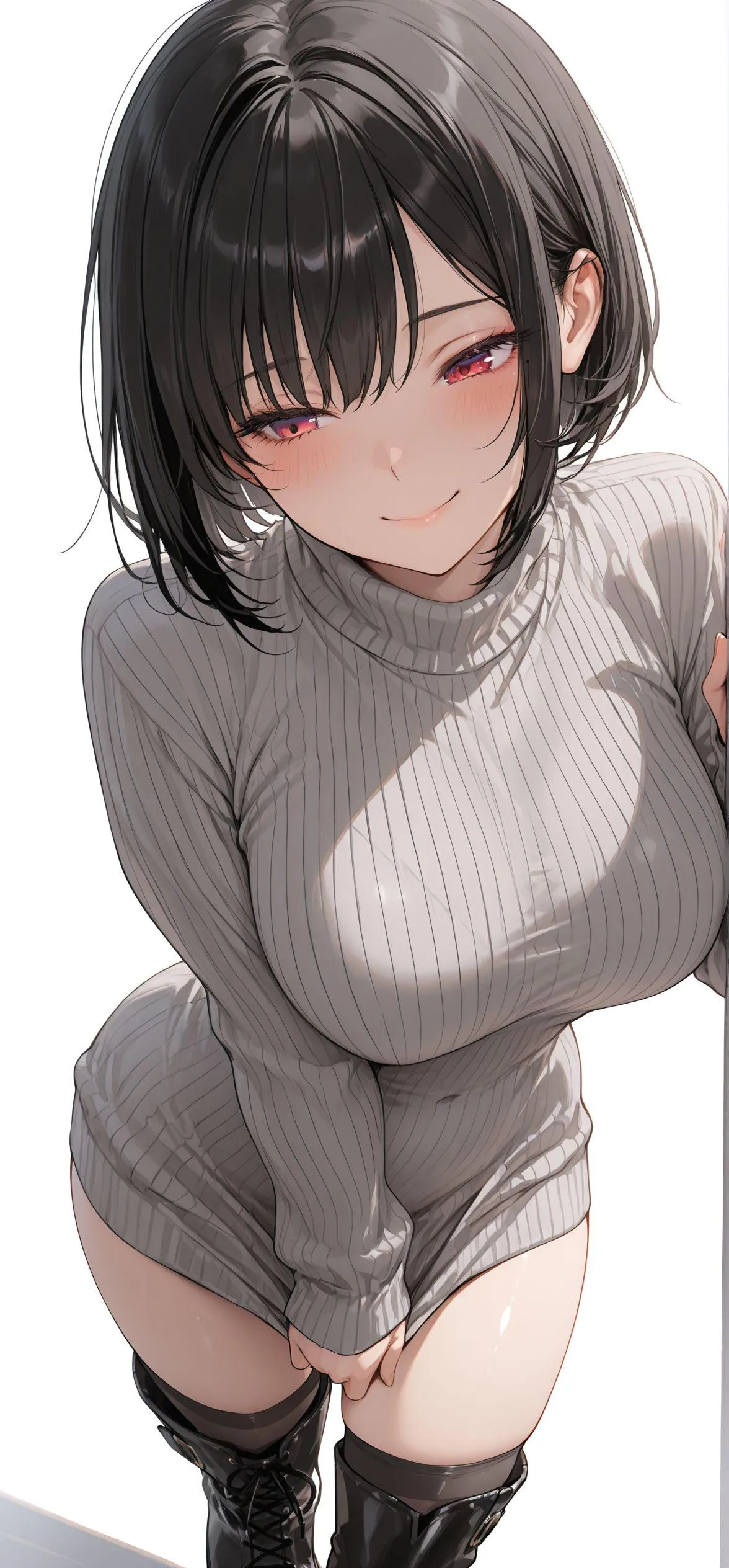 Grey Sweater & Thigh Boots