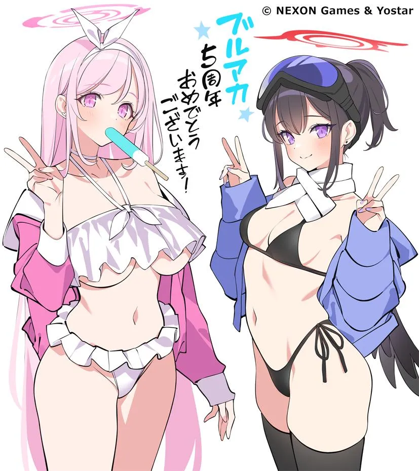 Eimi and Mashiro swapped Swimsuit (POPQN) [Blue Archive]