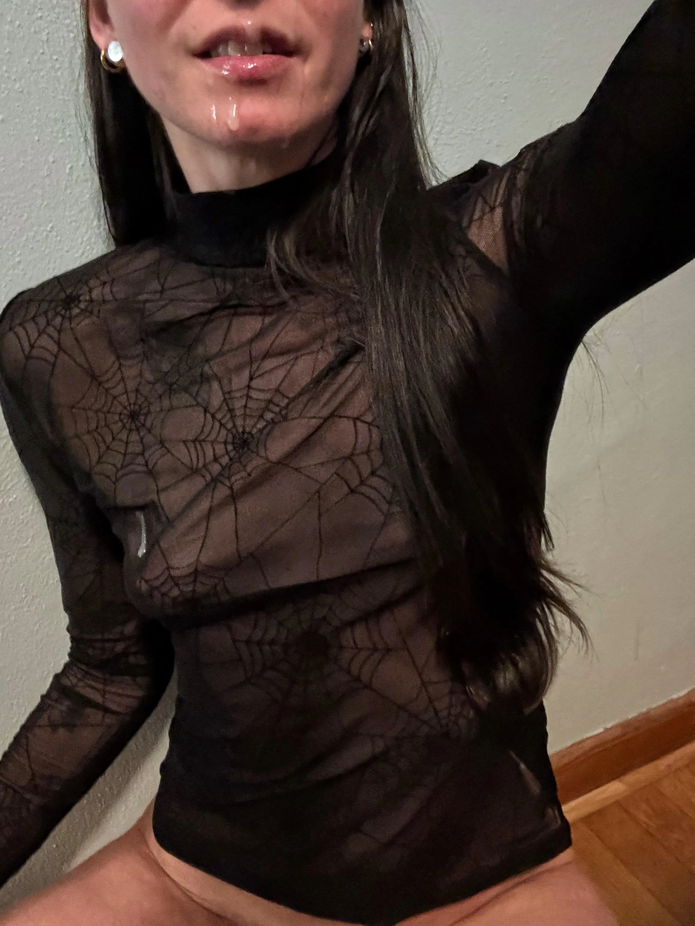 My lips are nice and shiny with cum