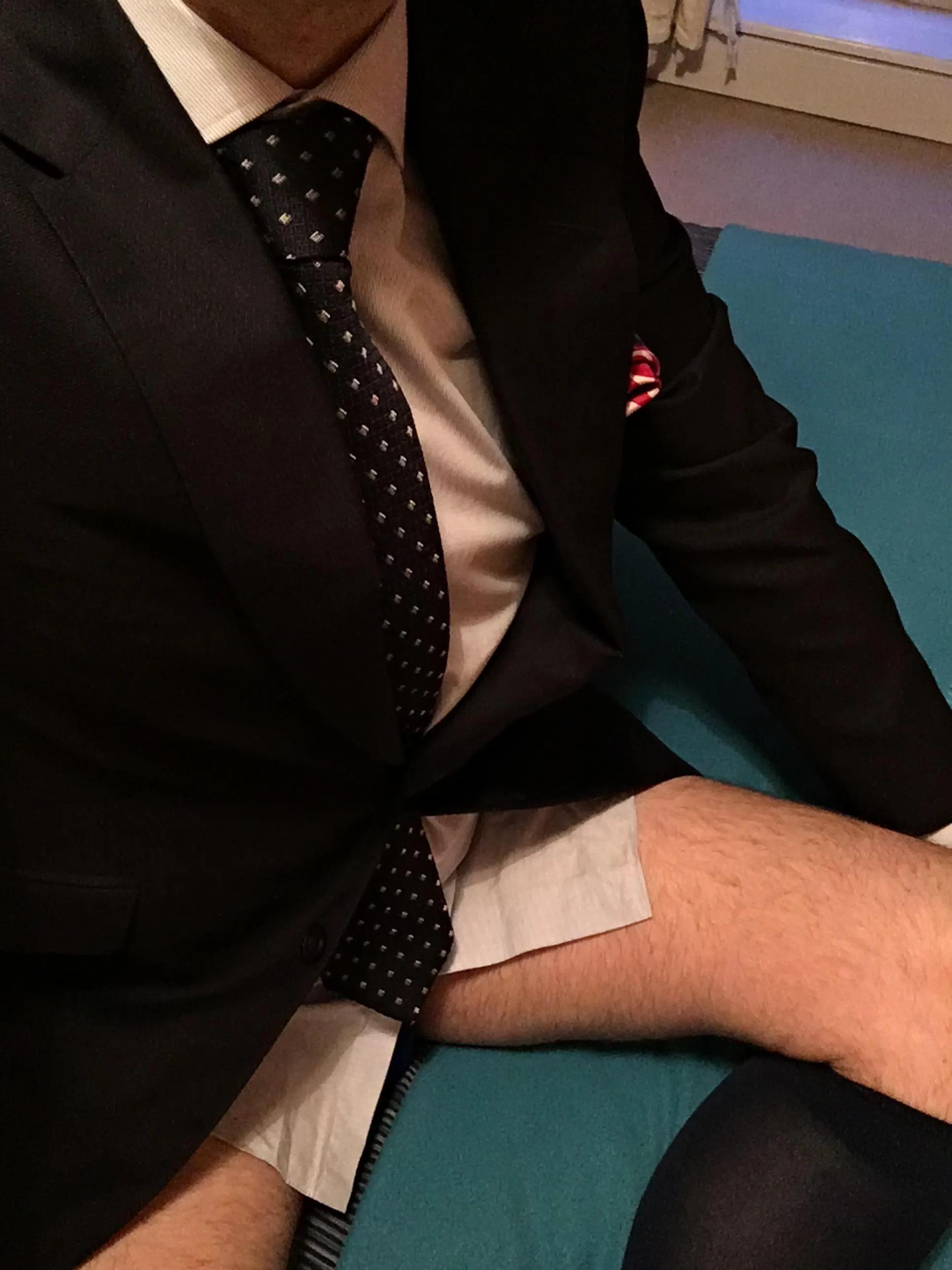 WFH today as I had an online job interview. The interviewers only saw someone smart and professional, and they had no idea what was going on below the waist.