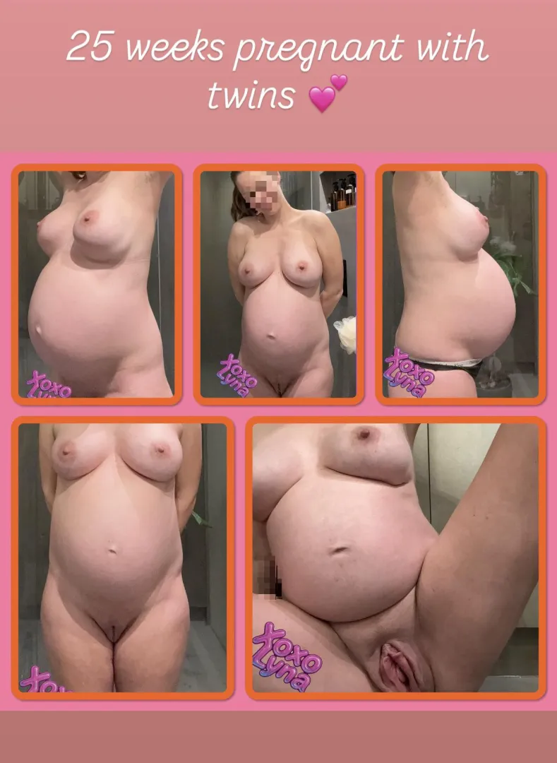 25 weeks pregnant with twins! 💕Belly is getting really big but I am still horny every day ♥️😏