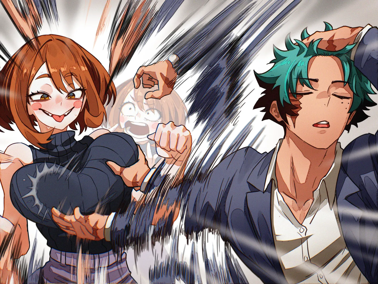 Deku doing the Naoya tend on Uraraka (Vlizz)