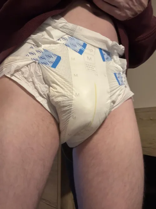 Fresh diaper, vibrating buttplug and chastity cage. Will go groceries shopping now. Lets see how long i can stay dry