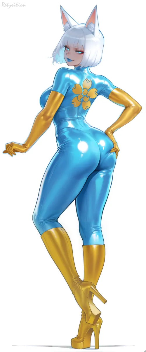 Kaga showing off her new latex outfit (Azur Lane)