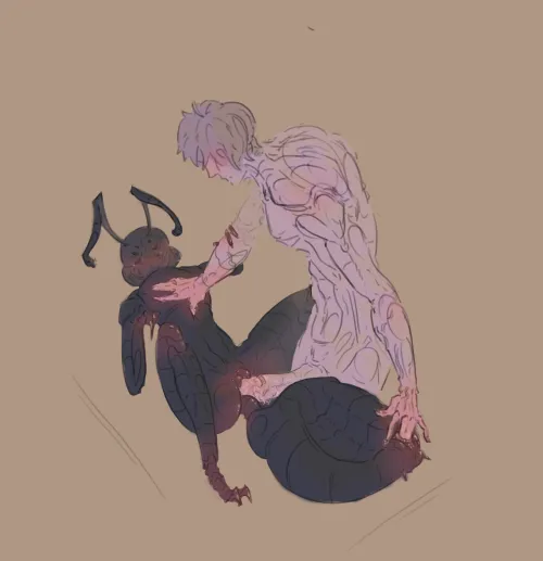 Loosing up an ant's egg-hole while you grind against their petiole. [mf] (By: Me @SkinnedTeeth)