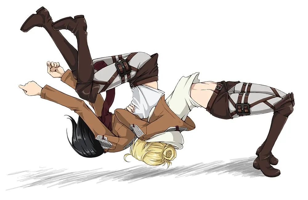 Mikasa getting suplexed by Annie