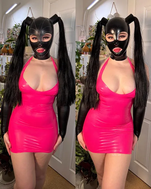 My 1st ever latex hood🖤 Before & after shining✨