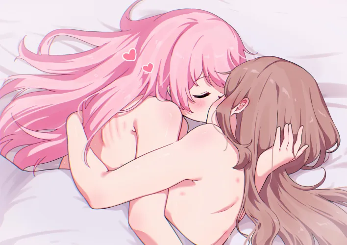 Anon and Soyo kiss and cuddle in bed [BanG Dream!] (ゆーへい)
