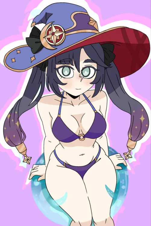 For my birthday I drew Mona sitting on a hydro slime.