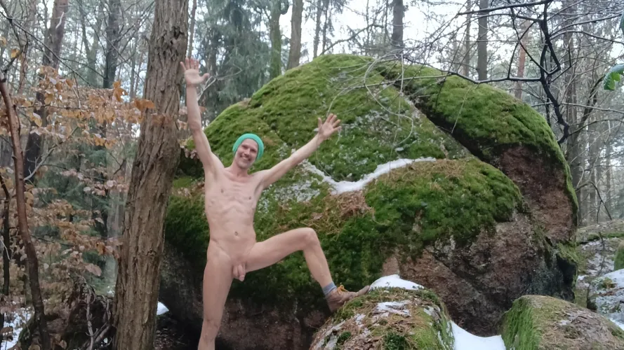 It is cold but I am just happy naked