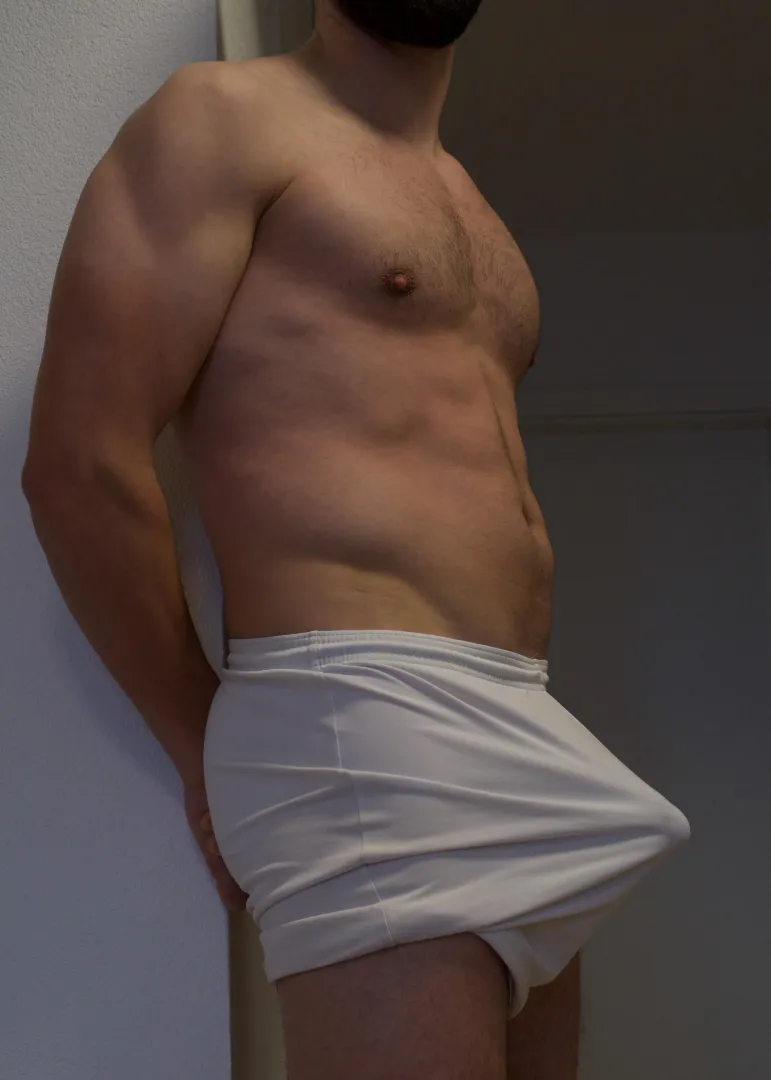 pitching a tent in my white shorts