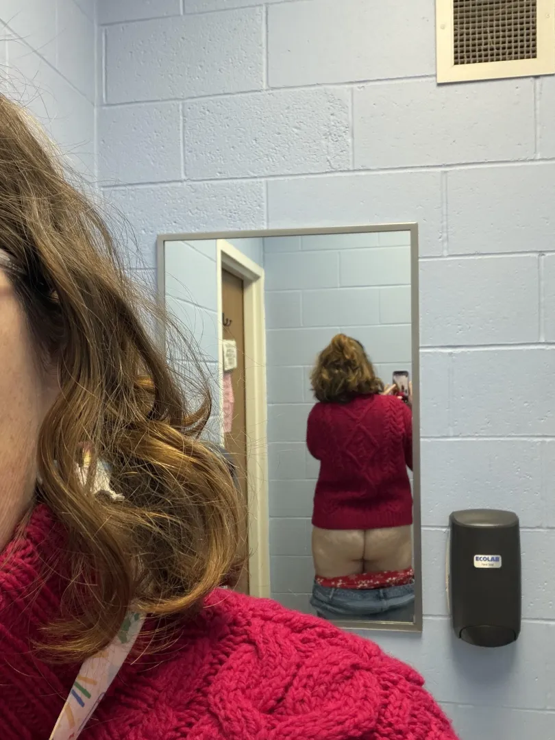 School teacher work bathroom selfie