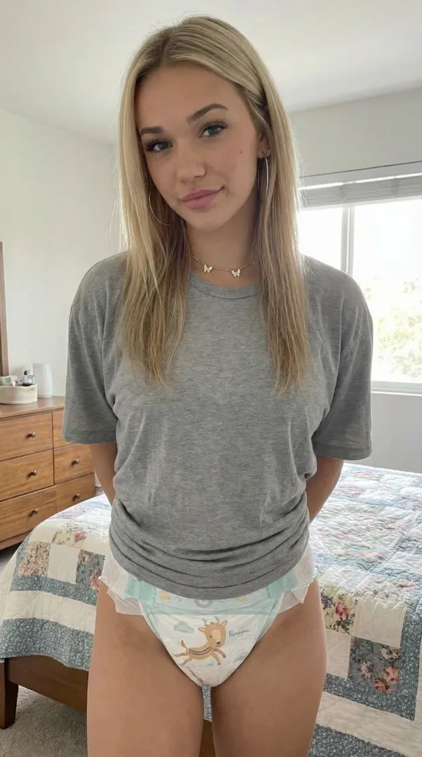 Just a girl in a diaper taking a selfie