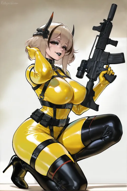 Roon (Azur Lane) in Yellow Latex