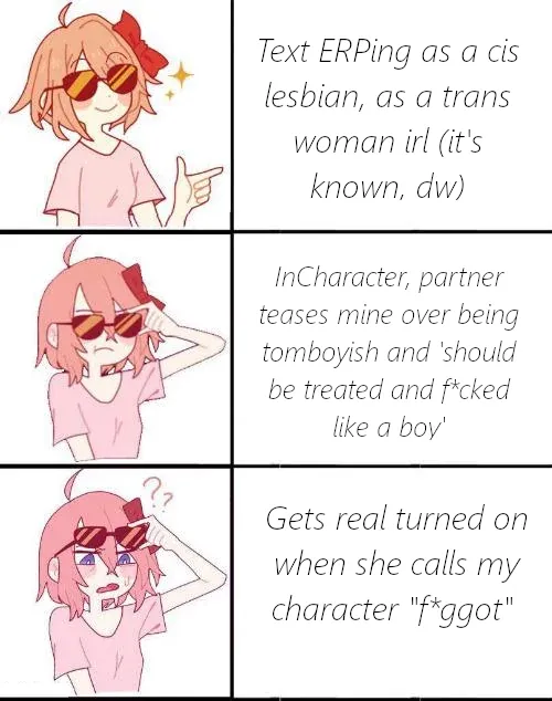 A shock during text ERP (cw: F-slur)