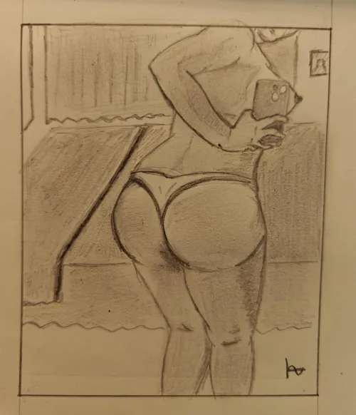 A sketch of self loving girl