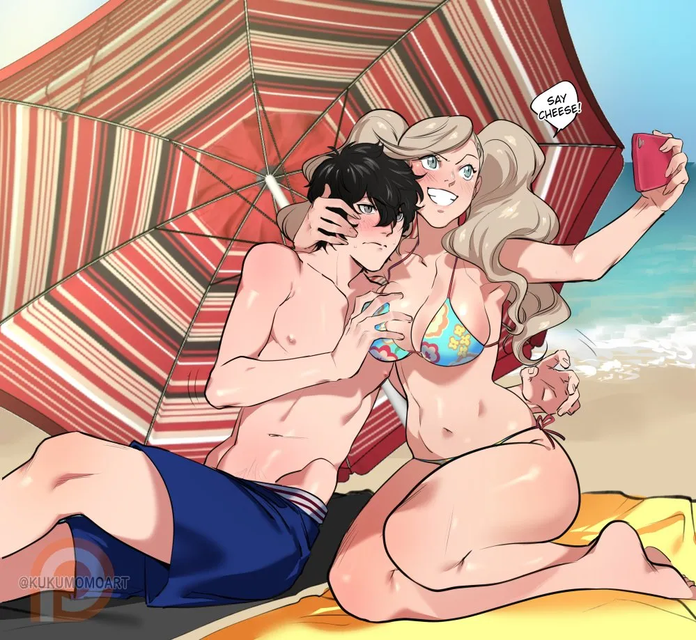Ann taking Joker to the beach to let him feel her big breasts and thick thighs (kukumomo)