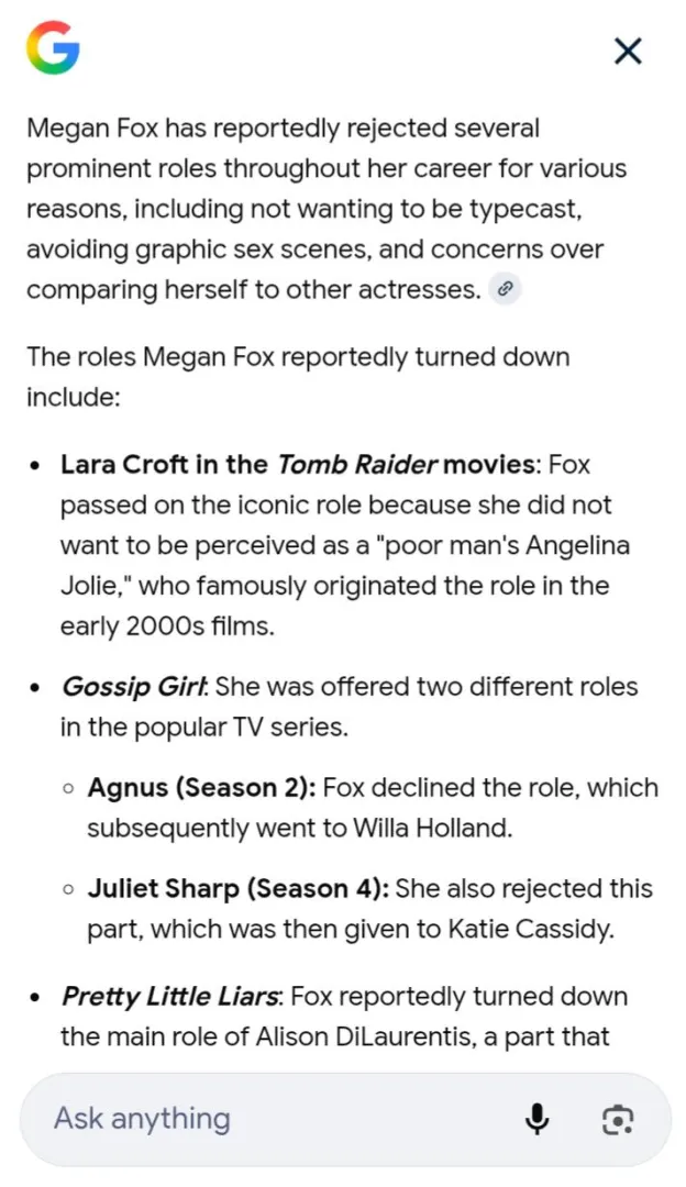 Do y'all think Megan would've been good for these roles if she haven't turned them down?