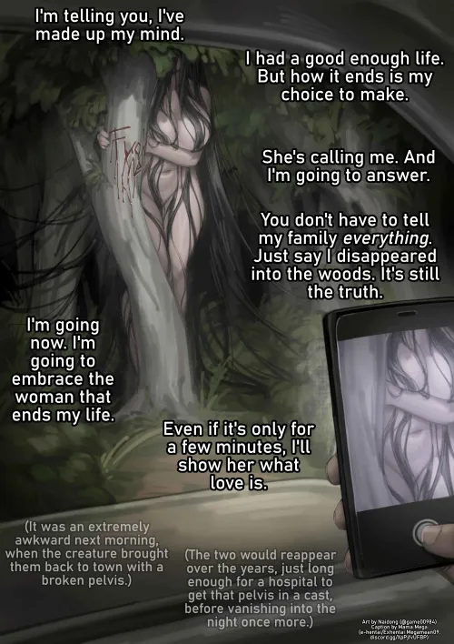 Embracing the End [f4a] [spooooooopy creature in the woods] [it's a trap, and I'm jumping blindly into it]