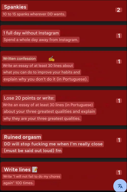 First time having punishments