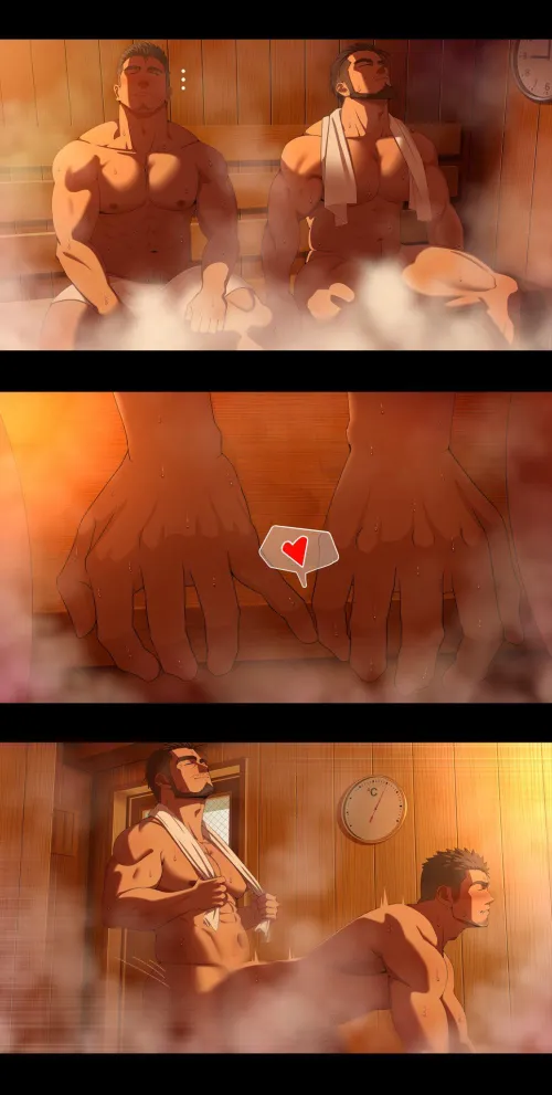 Fun inside the sauna