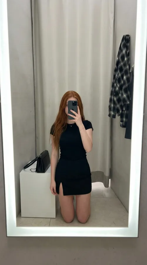 I'm kneeling in the changing room waiting for your cock 