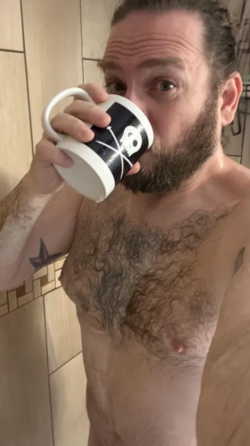Mid morning shower / coffee break.