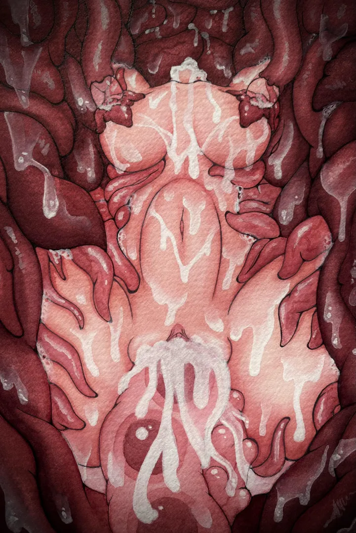 Pumping tentacle eggs deep in her womb (by me)
