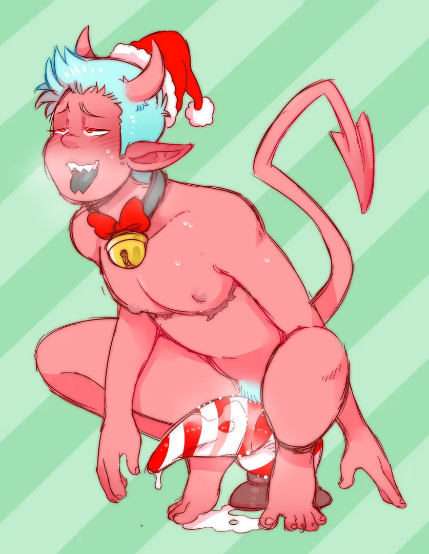 Rubbing on that Candycane Dildo (DarkChibiShadow)