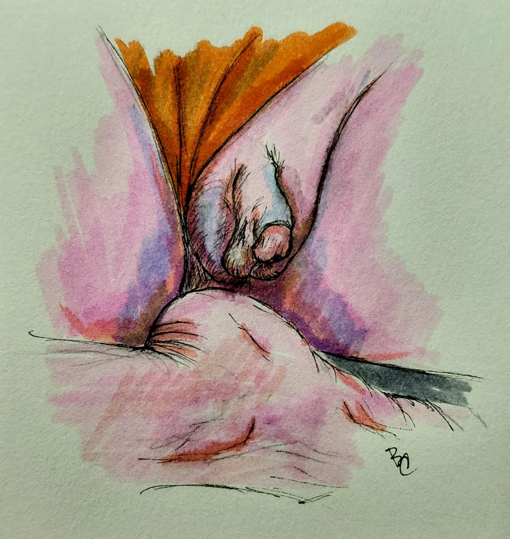 Swallen, mixed media, by me