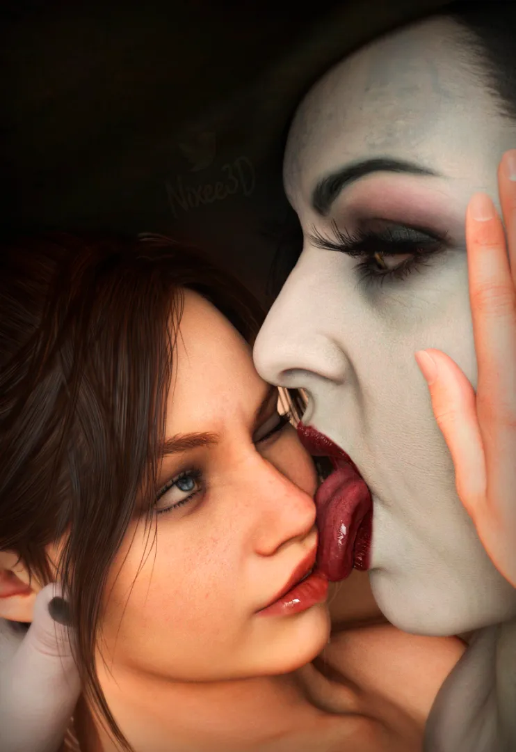 Alcina Dimitrescu licking Claire (Nixee3D)