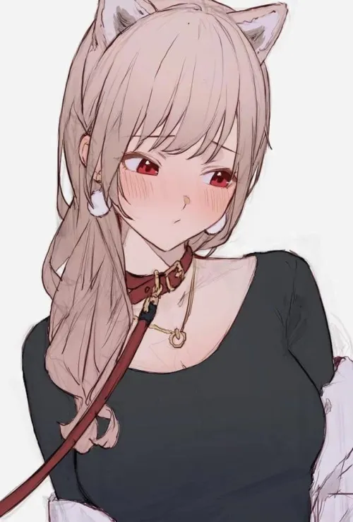 On my cute little leash for Mistress Luna >.< now all i need is a nametag~