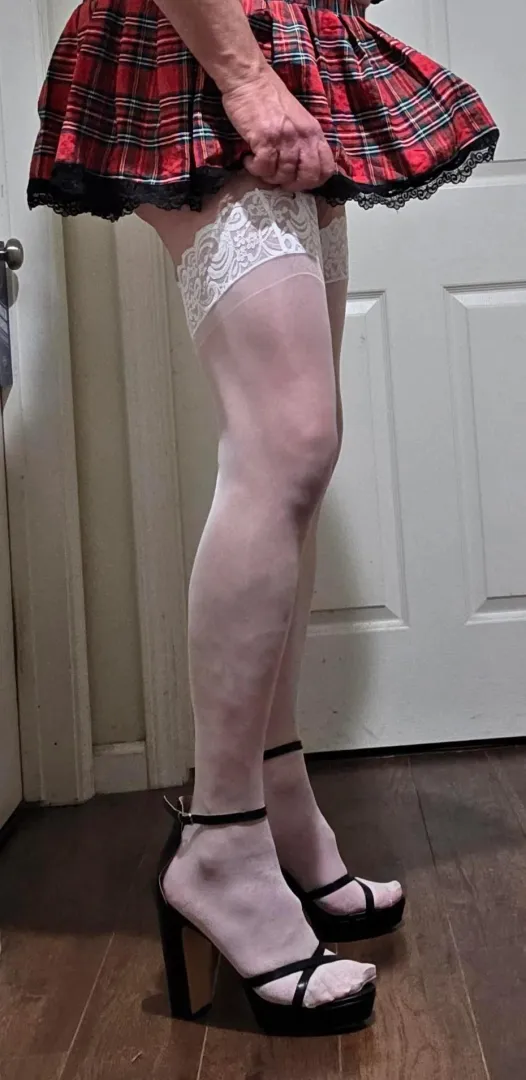 The front of my skirt is sticking out (Tenting). That is what crossdressing does to me.