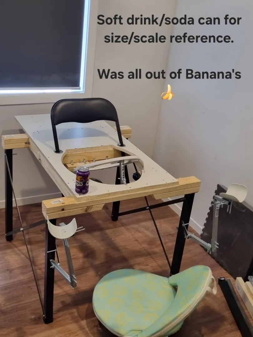 UPDATE TWO: Making my own scat-play, toilet table setup for my wife and I. Back rest and leg stirrups/rests are in!