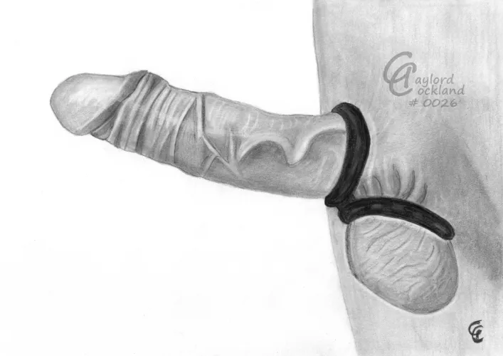 (#26) boner with open foreskin and cockrings, drawn by me