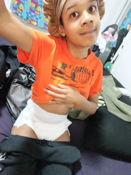 diapered up for work so i dont have to use the potty