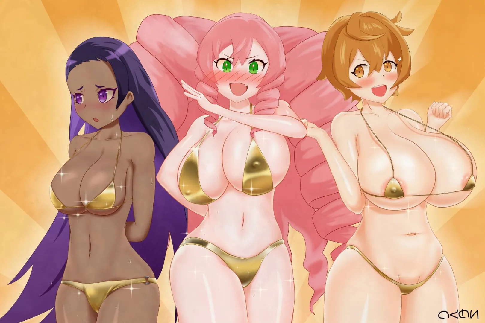 Golden bikini friends