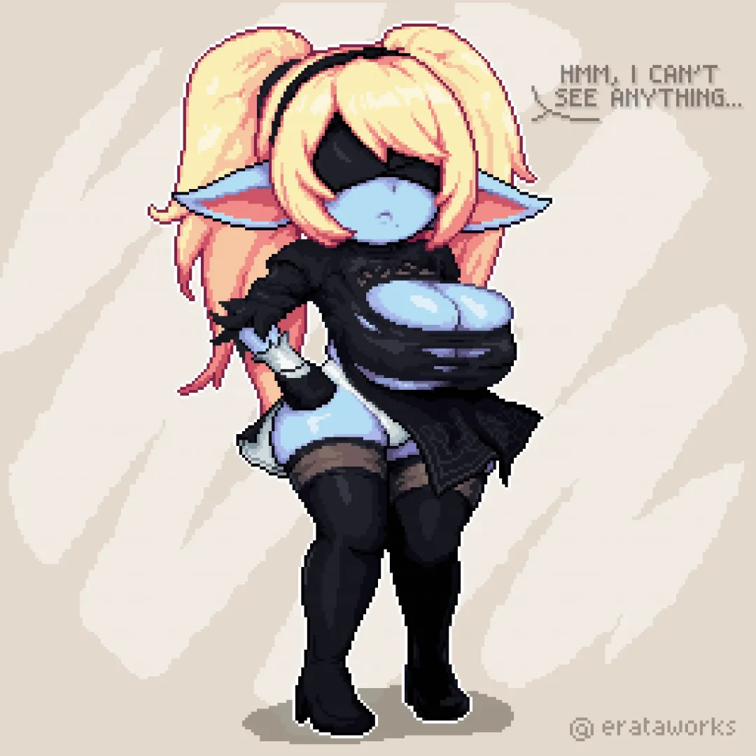 Poppy cosplaying 2B (@erataworks)