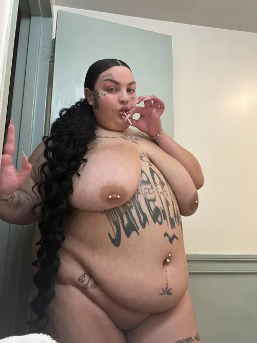 Rub my tummy and kiss on my rolls