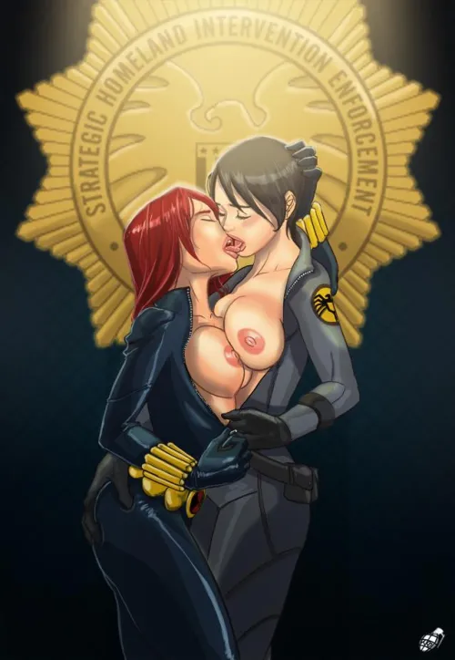 (Tinkerbomb) black widow and maria hill making out