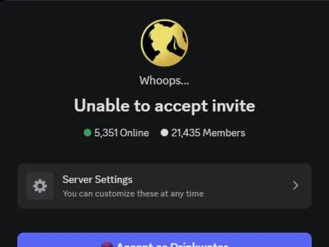 Unable to join the discord server