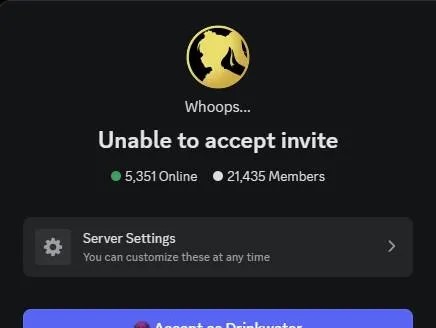 Unable to join the discord server