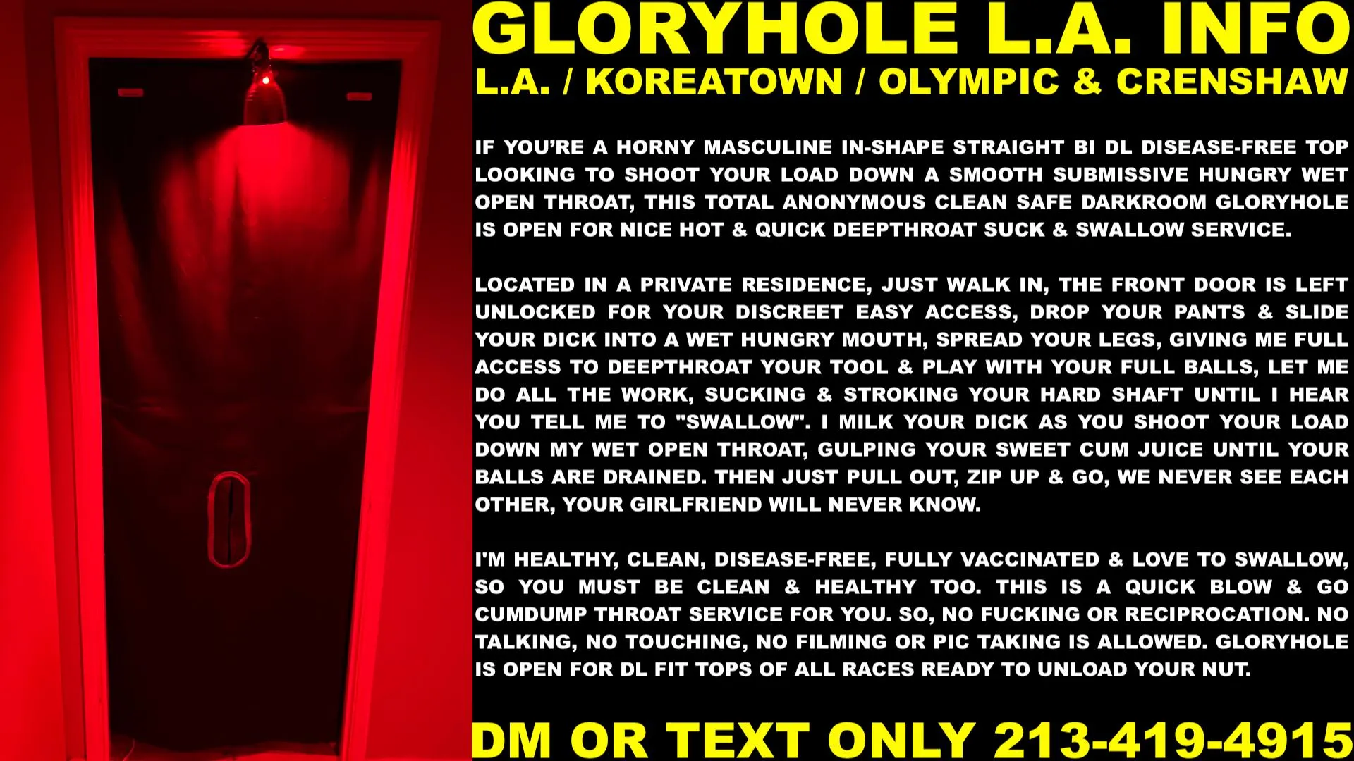34 [M4M] Los Angeles GloryHole Suck & Swallow Service