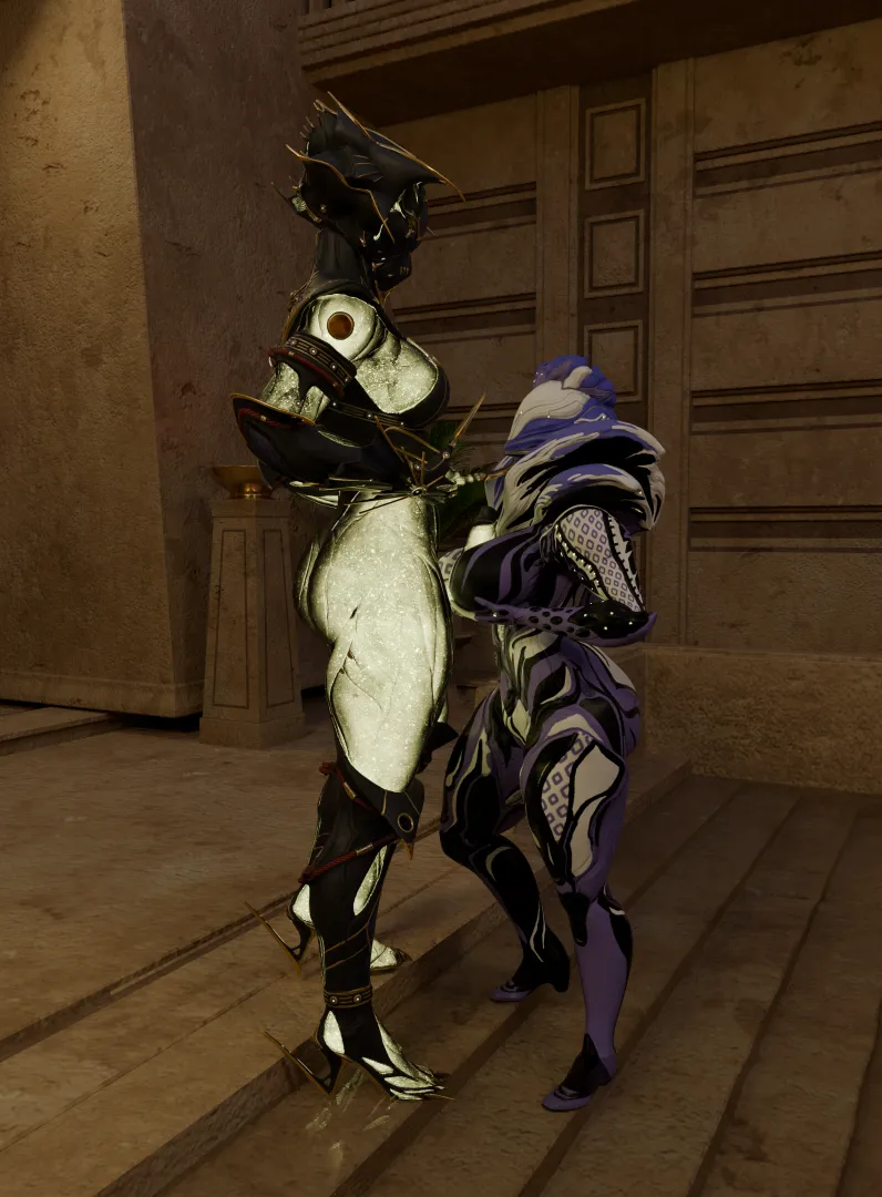 [Futa Valkyr heirloom & saryn] showing worship to her queen (OC)