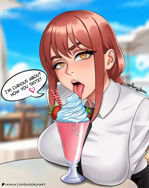 Makima licking ice cream (SenbonzakuraArt) [Chainsaw-man]