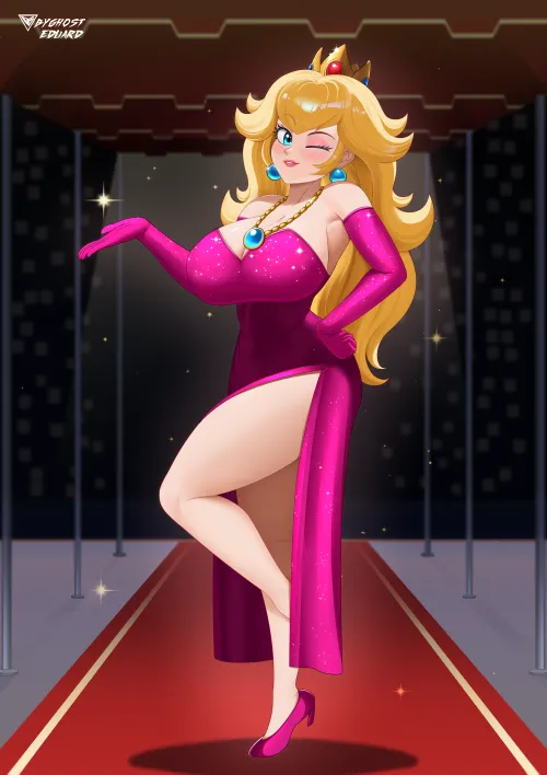 Peach wearing her All-Stars ad dress (byghosteduard)